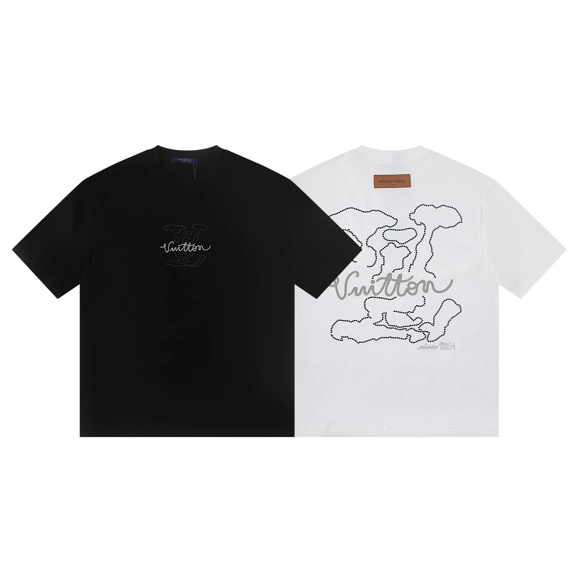 🅿️170 louis vuitto*2026 latest hot diamond💍offset printed short-sleeved T-shirt Material: Made of high version 300g double yarn combed cotton Size: S M L XL Color: black and white Style number: W2803